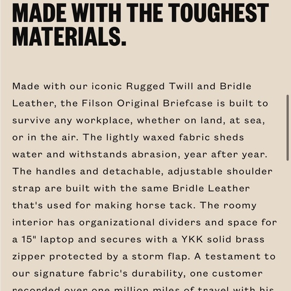Filson Rugged Twill Original Briefcase - Picture 6 of 9